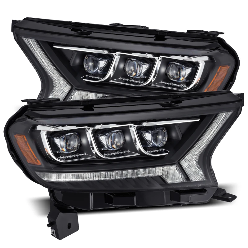 AlphaRex 19-21 Ford Ranger NOVA LED Proj Scheinwerfer Plank Style Schwarz mit Aktiv Licht/Seq Signal/DRL