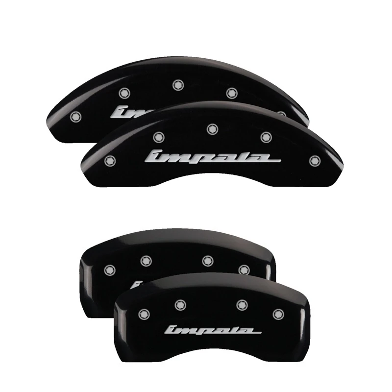 MGP 4 Bremse Caliper Abdeckungen Gravur Vorne & Hinten Impala Schwarz finish silber ch