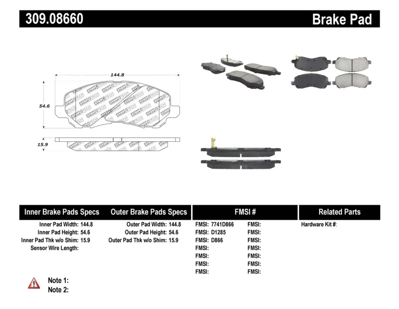 StopTech Performance Front Brake Pads for 07-10 Jeep Compass/Patriot / 01-09 Mitsubishi Eclipse