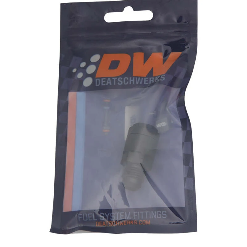 DeatschWerks 6AN-Männliche Flare auf 5/16in Weibliche EFI Quick Connect Adapter - Anodisiert Matt Schwarz
