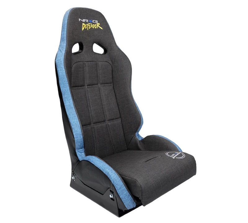 NRG Defender Wasserdichter Stahlrahmen-Suspensionsitz Schwarz mit Blauem Trim & Defender-Logo