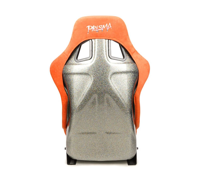 NRG FRP Bucket Seat ULTRA Edition mit grauem Pearlized Back und orangefarbenem Mikrofaser-Material – Large