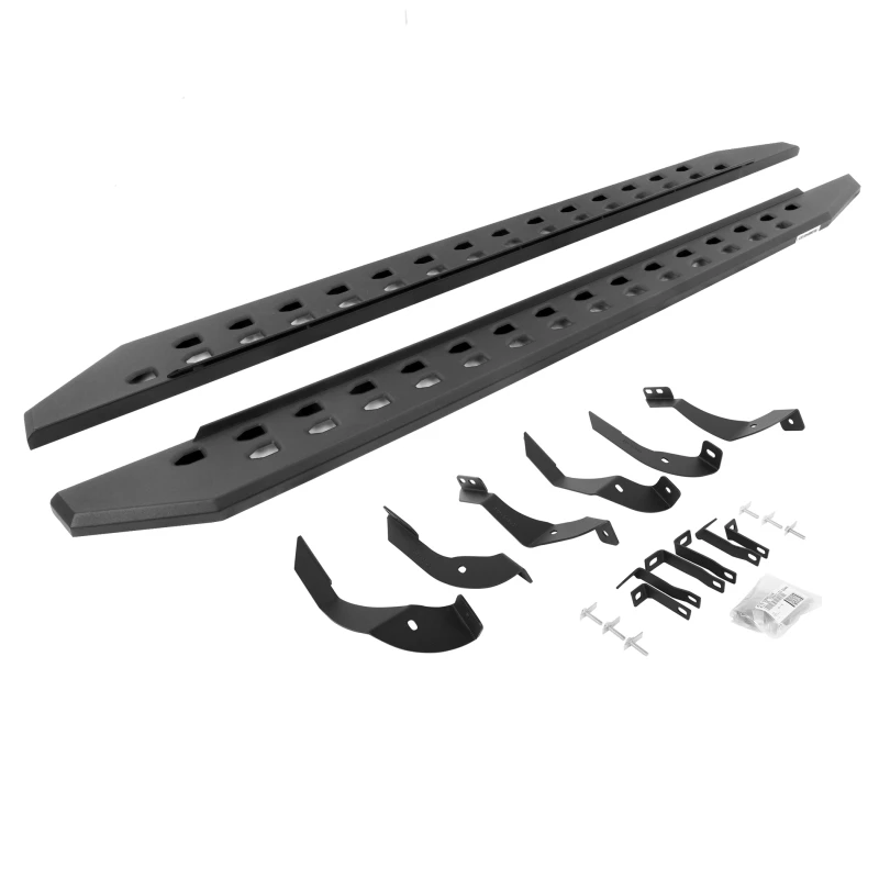 Go Rhino 15-19 GMC Sierra 2500/3500HD CC 4DR Dsl RB20 Slim Laufbrett-Kit (mit Halterungen) - Tex. Schwarz