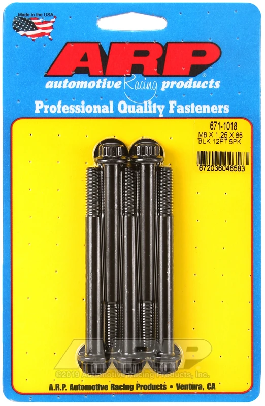ARP M8 x 1.25 x 85 12pt Black Oxide Bolts (5/Pkg)