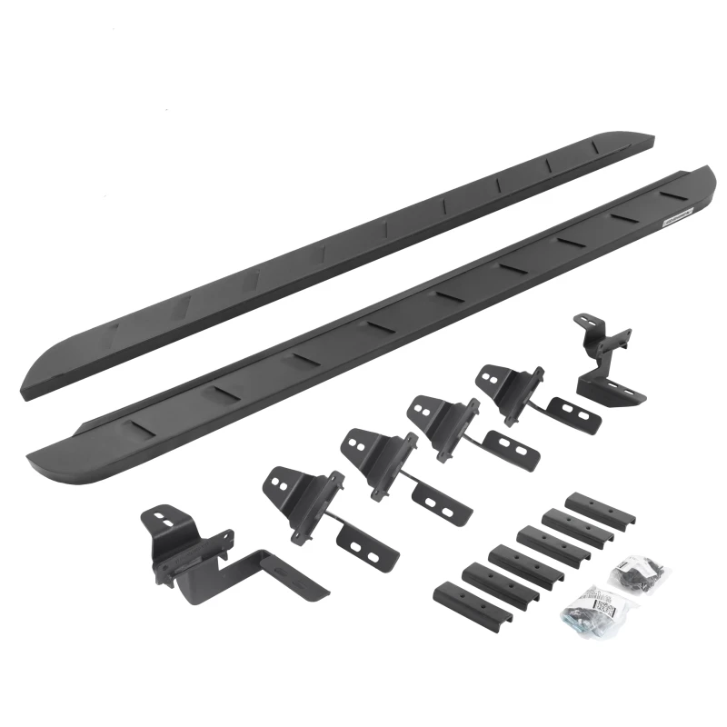 Go Rhino 07-18 Jeep Wrangler JK 4DR RB10 Slim Laufbrett-Kit (inkl. Halterungen) - Tex. Schwarz