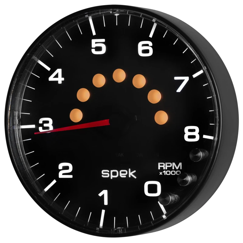 Autometer Spek-Pro Gauge Tachometer 5in 8K Rpm W/Shift Light & Peak Mem Black/Black
