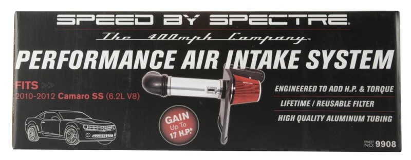 Spectre 10-12 Chevy Camaro V8-6.2L F/I Luftansaug-Kit - Klar eloxiert mit rotem Filter