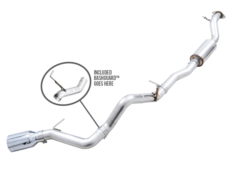 AWE Tuning 2021+ Ford Bronco 0FG Einzelnes Heckauspuffrohr mit Chrom-Silber-Spitze und Bash Guard
