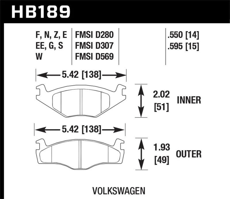 Hawk 91-93 Volkswagen Cabriolet Vorderer ER-1 Bremssattel