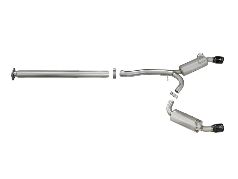 aFe Takeda 3in. zu 2,5in. 304 SS C/B Auspuff für 08-15 Mitsubishi Lancer EVO I4-2,0L (t) - Schwarze Endrohre