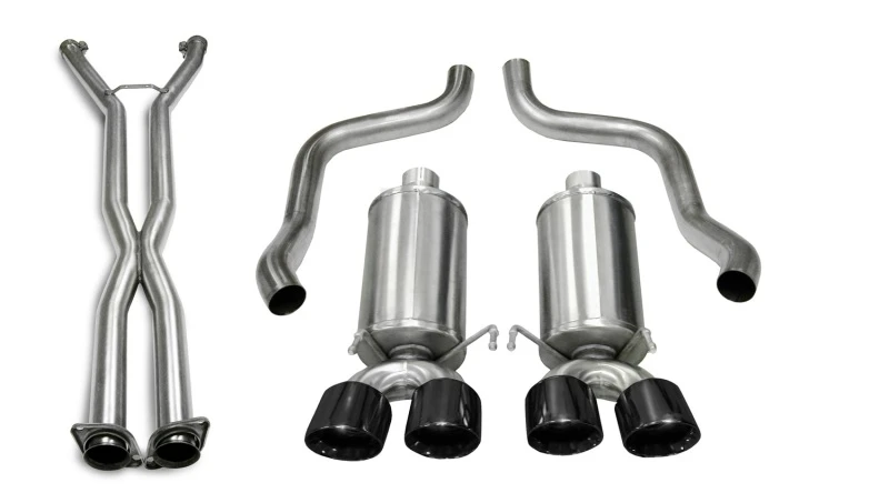 Corsa 06-08 Chevrolet Corvette C6 (A/T) 2.5in Xtreme Cat-Back Exhaust - 3.5in Black Twin Tips