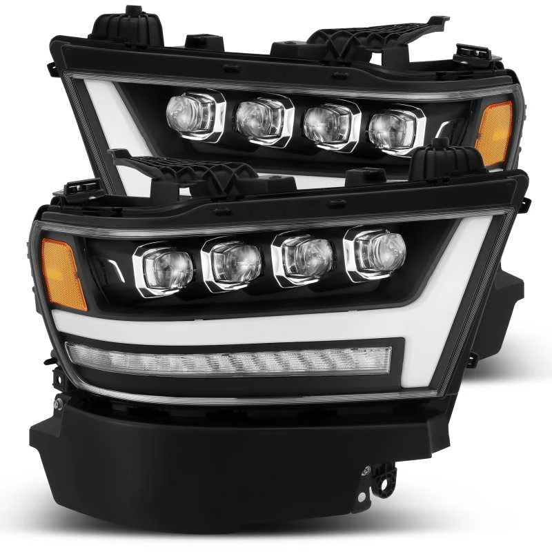 AlphaRex 19-20 Ram 1500HD NOVA LED Proj Scheinwerfer Plank Style Matt Schwarz mit Aktiv Licht/Seq Signal/DRL