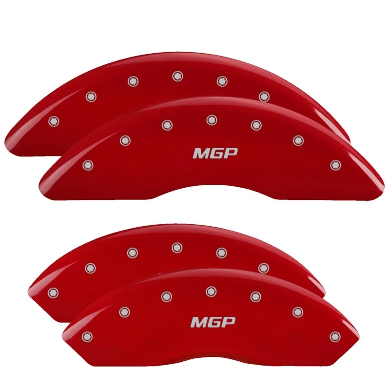 MGP 4 Bremse Caliper Abdeckungen Gravur Vorne & Hinten MGP Rot Finish Silber