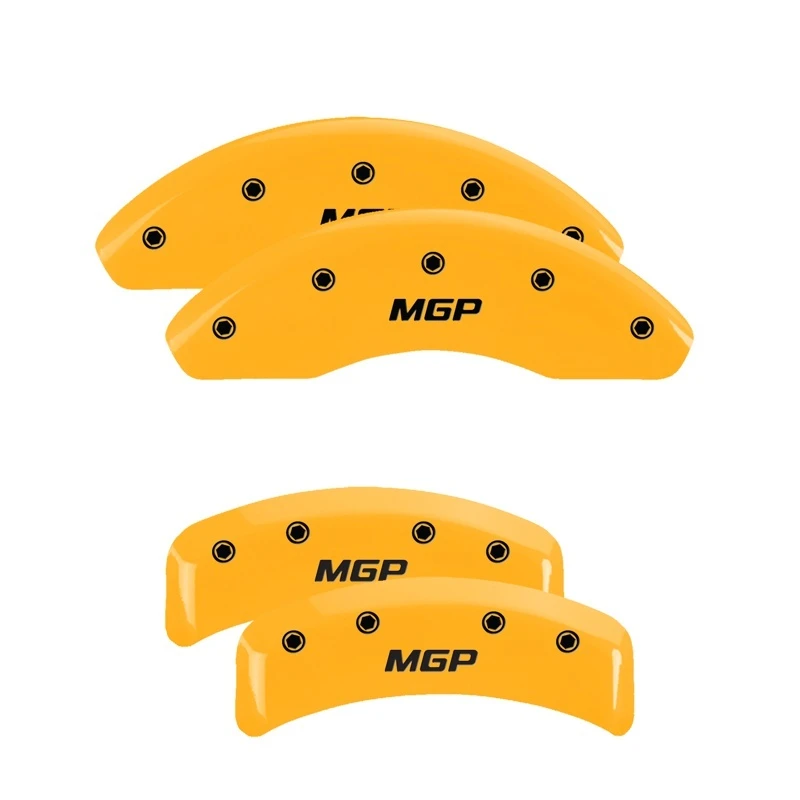 MGP 4 Bremssattel-Abdeckungen Gravur Vorne & Hinten MGP Gelb Finish Schwarz Char 2006 Suzuki Forenza