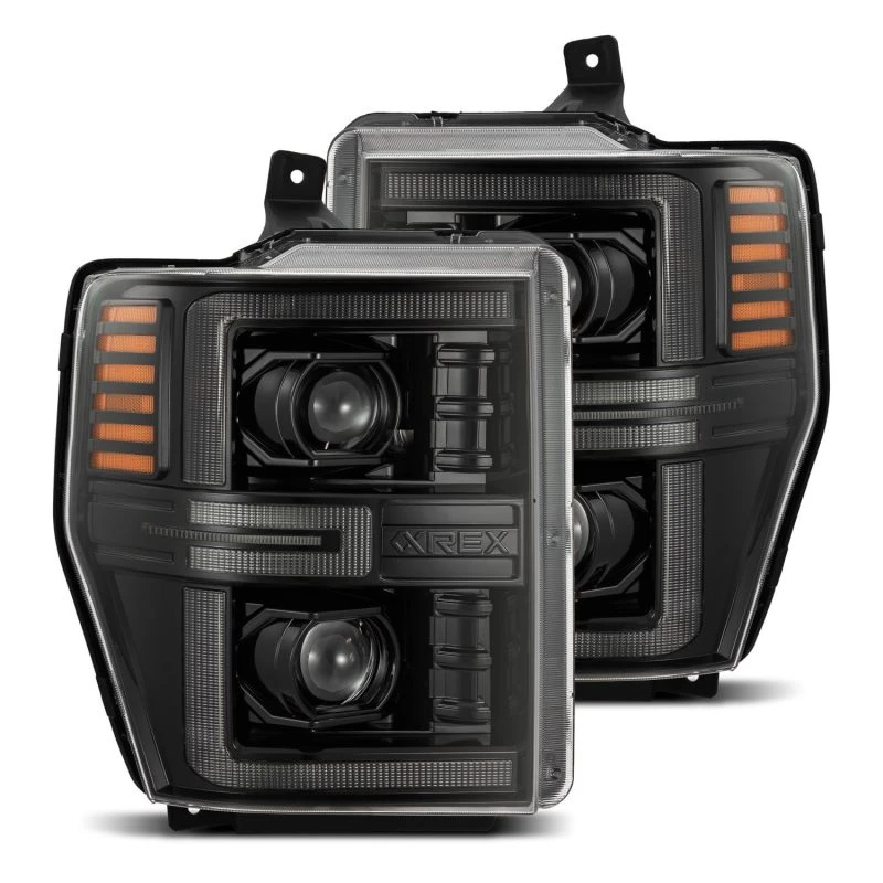 AlphaRex 08-10 Ford F250-550 LUXX-Serie LED-Projektorscheinwerfer Alpha-Blk mit Aktiv-Licht/Seq-Signal