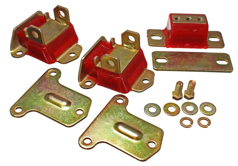Energy Suspension 69-72 Camaro/70-73 Monte Carlo Rote Komplett-Motor- und Getriebehalter-Set Zink-Finish