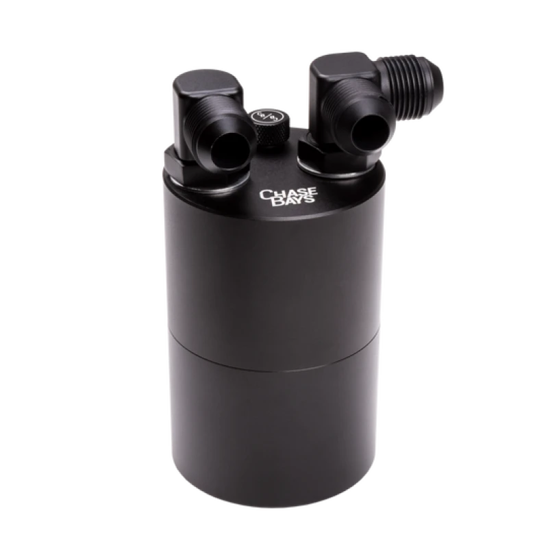 Chase Bays 10AN 90 Deg L-Fitting Inlet 10AN Straight Outlet Oil Catch Can w/Type 1 Bracket