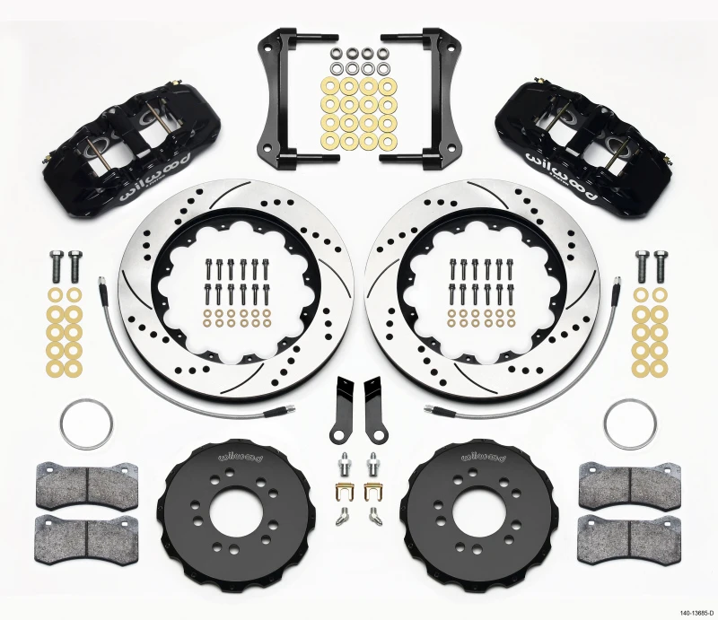 Wilwood AERO6 Vordere Hut-Kit 14,00 gebohrt 2005-2014 Mustang mit BMR-Suspension und Leitungen