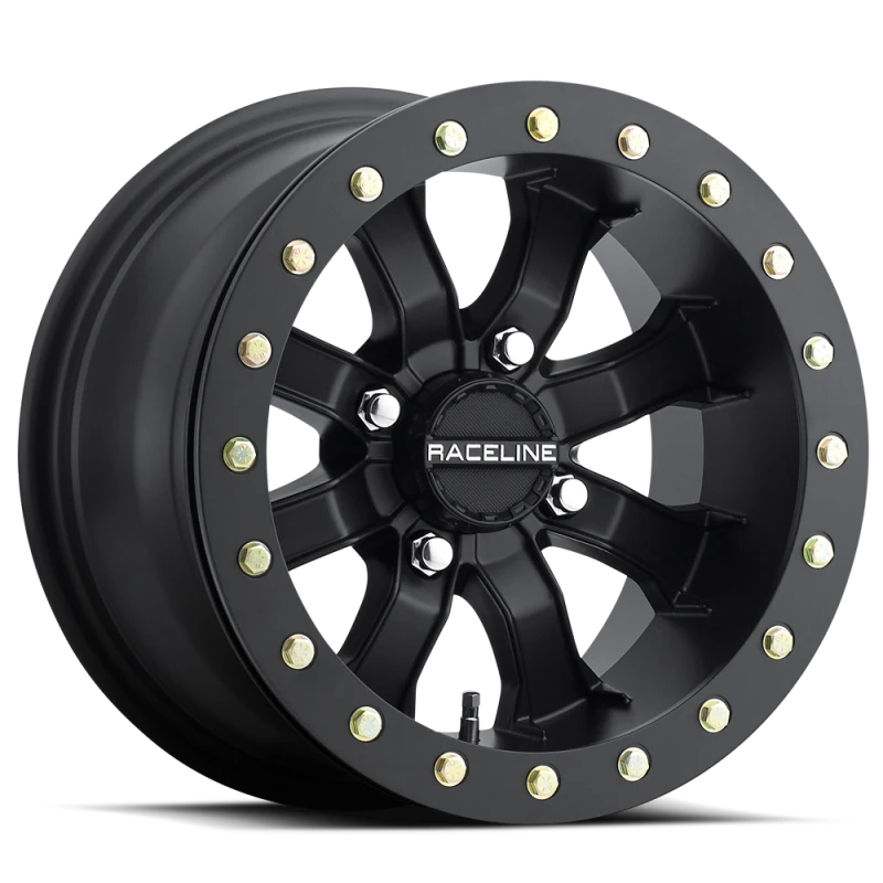 Raceline A71B Mamba 15x7in / 4x156 BP / 0mm Offset / 132.5mm Bore - Satin Black Beadlock Wheel