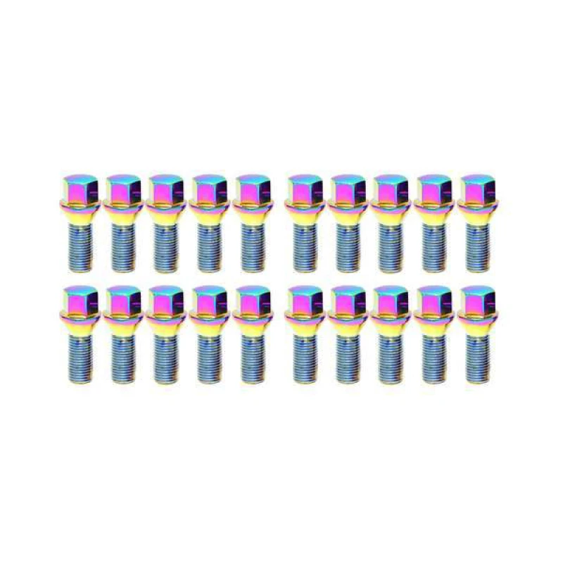 Wheel Mate Mevius Radmuttern-Set von 20 - Neon-Chrom 14x1.25 27mm Kegel 60 DEG TAP