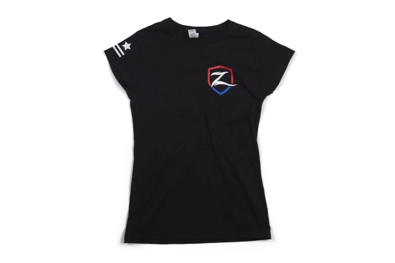 Zone Offroad Black Premium Cotton T-Shirt w/ Patriotic Zone Logos - Damen - S