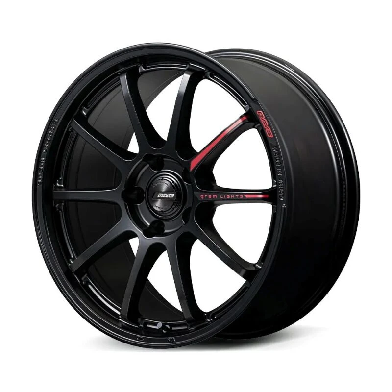 Gram Lights 57NR LIMITED II 18x8.5 +38 5-120 Semigloss Black Wheel w/ Black Cap/Stickers/Air Valve
