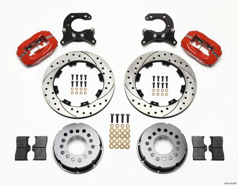 Wilwood Forged Dynalite P/S Heck-Kit gebohrt rot Big Ford 2,54 Zoll Versatz