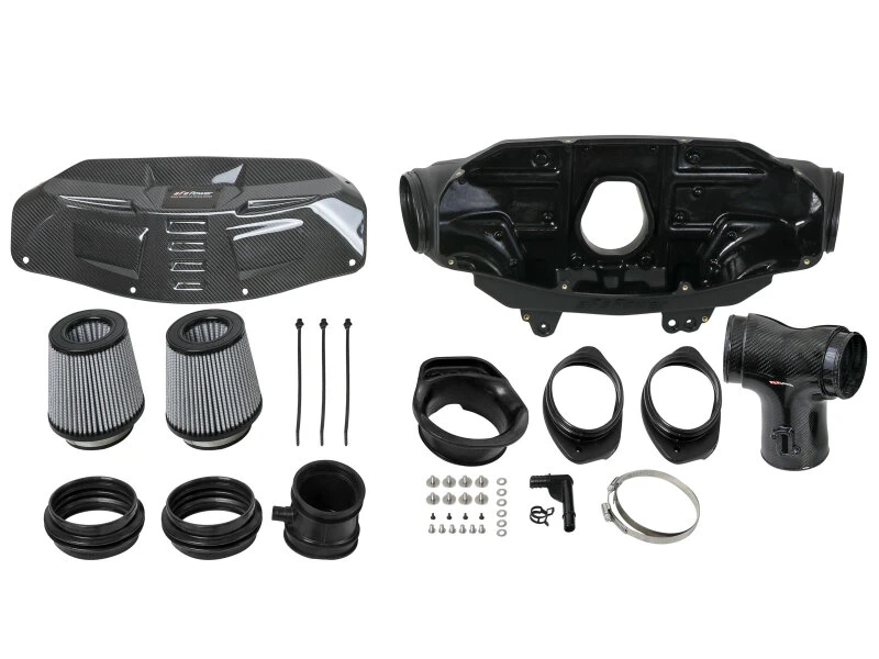 aFe 2020 Corvette C8 Black Series Carbon Fiber Kaltluft-Ansaugsystem mit Pro DRY S Filtern
