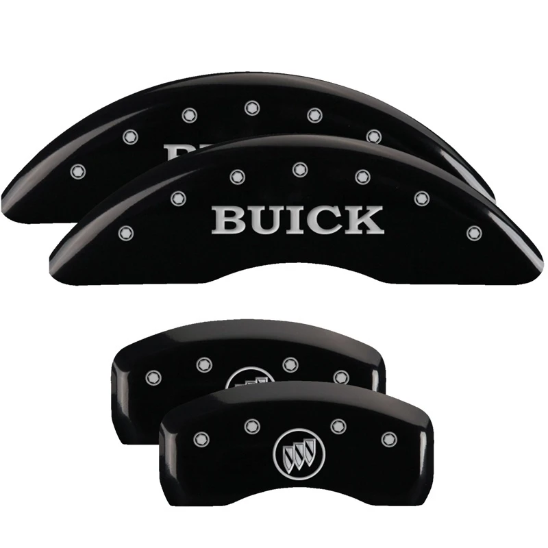 MGP 4 Bremssattel-Abdeckungen Graviert vorne Buick Graviert hinten Buick Schild Schwarz lackiert silber
