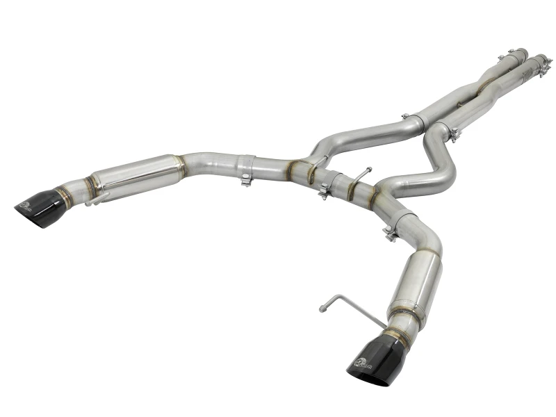 aFe MACHForce XP 3 Zoll 304 SS Sport-Ton Cat-Back mit schwarzen Endrohren 15-17 Ford Mustang V6-3.7L/V8-5.0L