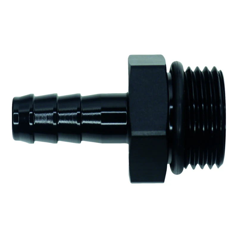 DeatschWerks 10AN ORB-Männlich auf 1/2 Zoll-Männlich Triple-Barb-Fitting (inkl. O-Ring) - Anodisiert Matt Schwarz