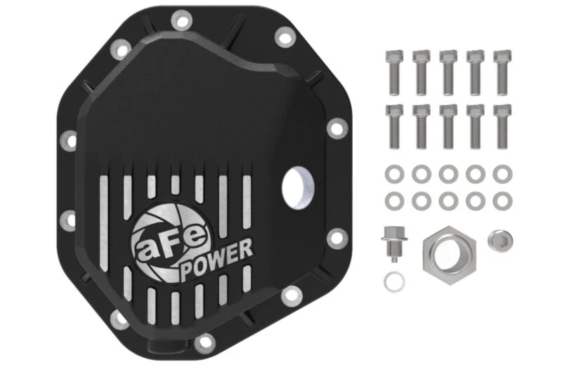 aFe 19-25 GM Trucks Front Diff Cover - Black w/ Machined Fins