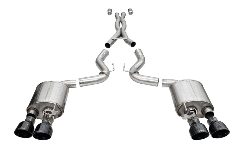 Corsa 20-22 Ford Mustang GT500 3.0in Dual Rear Exit Catback w/ Twin 5.0in Black Slash Cut Pro Tips