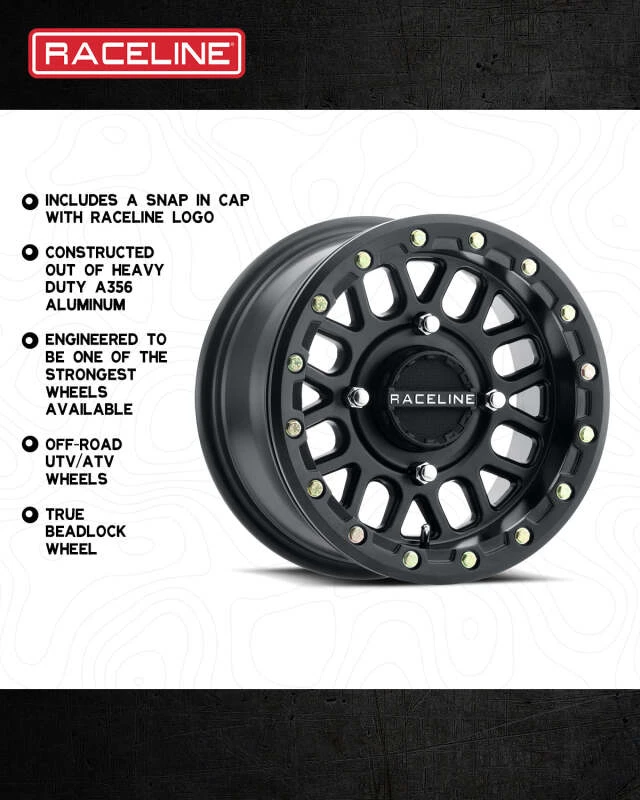 Raceline A92B Podium 15x6in / 4x137 BP / 40mm Offset / 110.18mm Bore - Satin Black Beadlock Wheel
