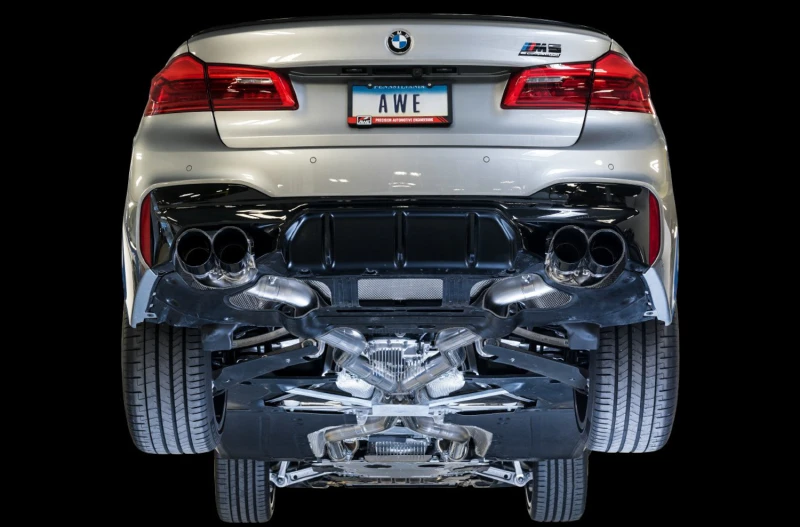 AWE Tuning 18-19 BMW F90 M5 SwitchPatch Kat-Back-Auspuff- Black Diamond-Tipps