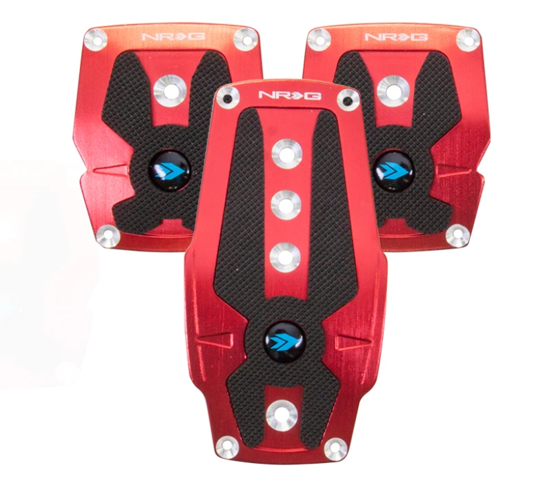 NRG Brushed Aluminum Sport Pedal M/T - Rot mit schwarzen Gummieinsätzen