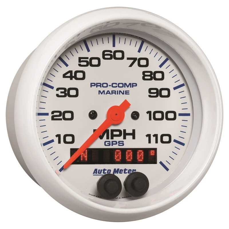 Autometer-Messgerät GPS-Tachometer 3-3/8in 120 MPH Marine-Weißes Zifferblatt