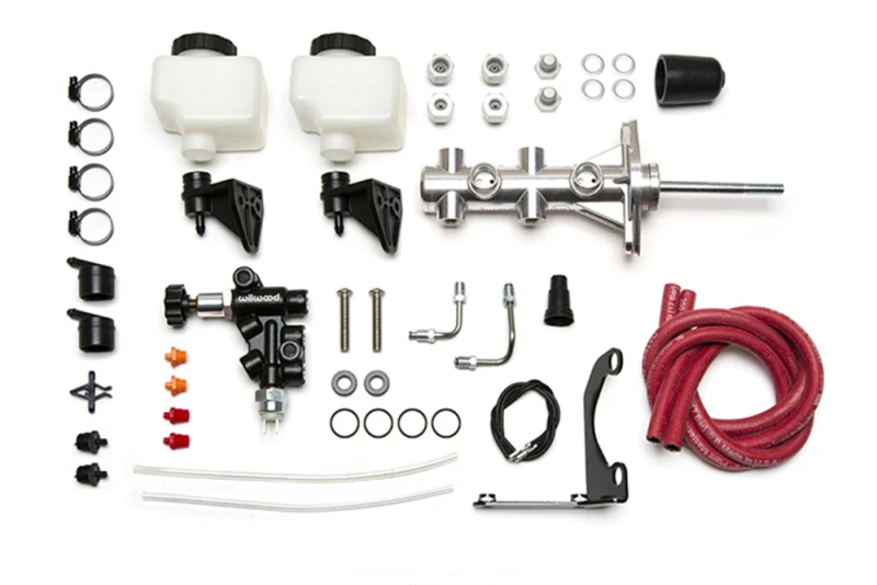 Wilwood kit M/C remote tandem 1.00 W/PUSHROD W/P-VALVE powdercoat chrome