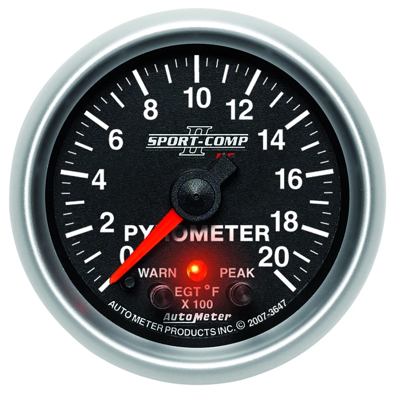 Autometer Elite 52.4mm 0-2000F Pyrometer Peak & Warn w/ Electronic Control Gauge