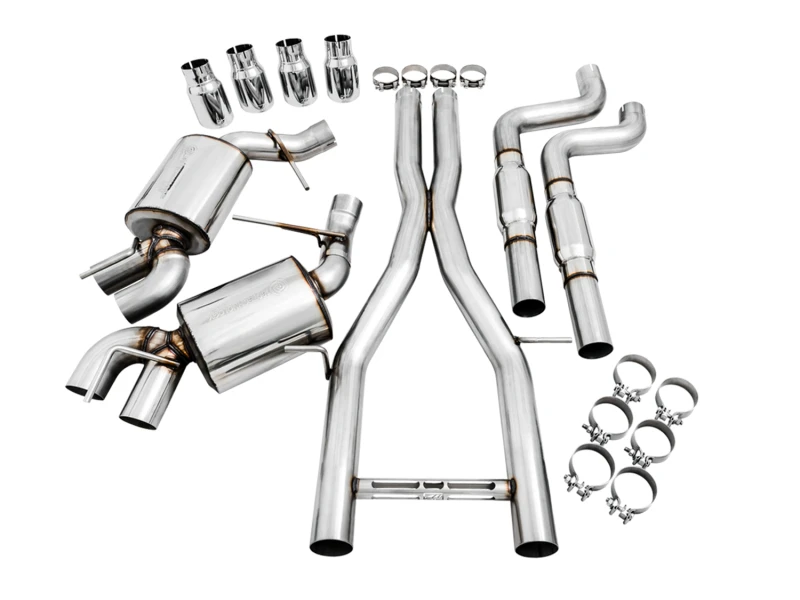 AWE Tuning 16-19 Chevy Camaro SS Res Cat-Back Auspuff -Touring Edition (Quad Chrom Silber Spitzen)