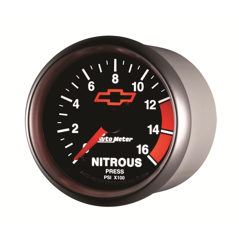 Autometer GM Bowtie Black 2-1/16in 0-1600 PSI Nitrous Pressure - Digital Stepper Motor
