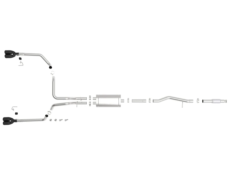 aFe Vulcan Serie 3in-2-1/2in 304 SS Cat-Back 2019 GM Silverado / Sierra 1500 V8-5.3L mit schwarzen Spitzen