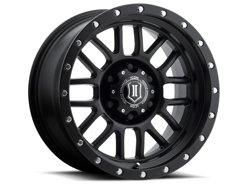 ICON Alpha 17x8,5 6x5,5 0mm Offset 4,75 Zoll BS 106,1mm Bore Satin Black Felge