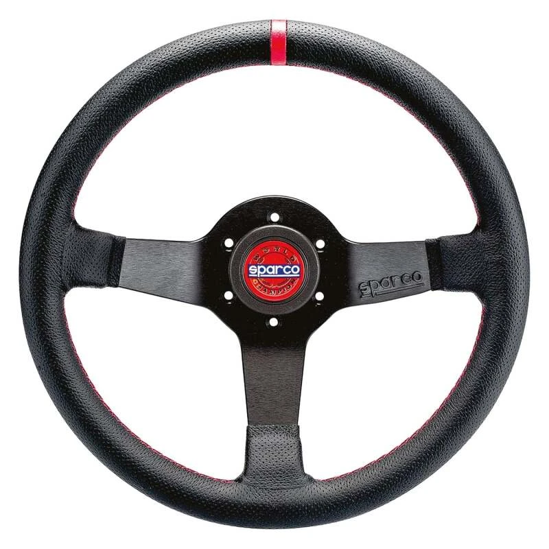 Sparco Steering Wheel R330 Champion Black Leather / Red Stitching