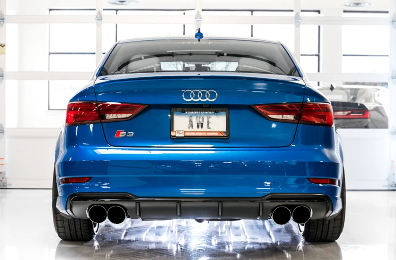 AWE Tuning Audi 8V S3 Track Edition Auspuff mit Chrom-Silber-Tips 102mm