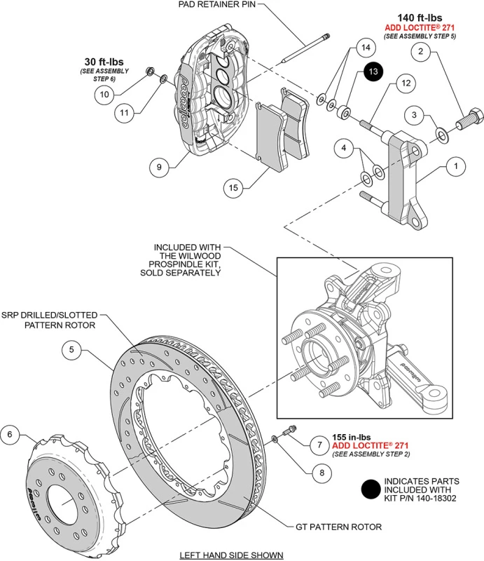 Wilwood kit front XRS6R wwe C10 alum pro spindle 14.00 rotor SRP