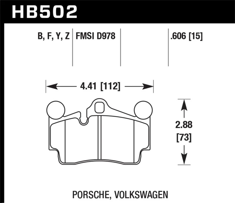 Hawk Porsche / Volkswagen Performance Keramik Straßen Hintere Bremse Beläge