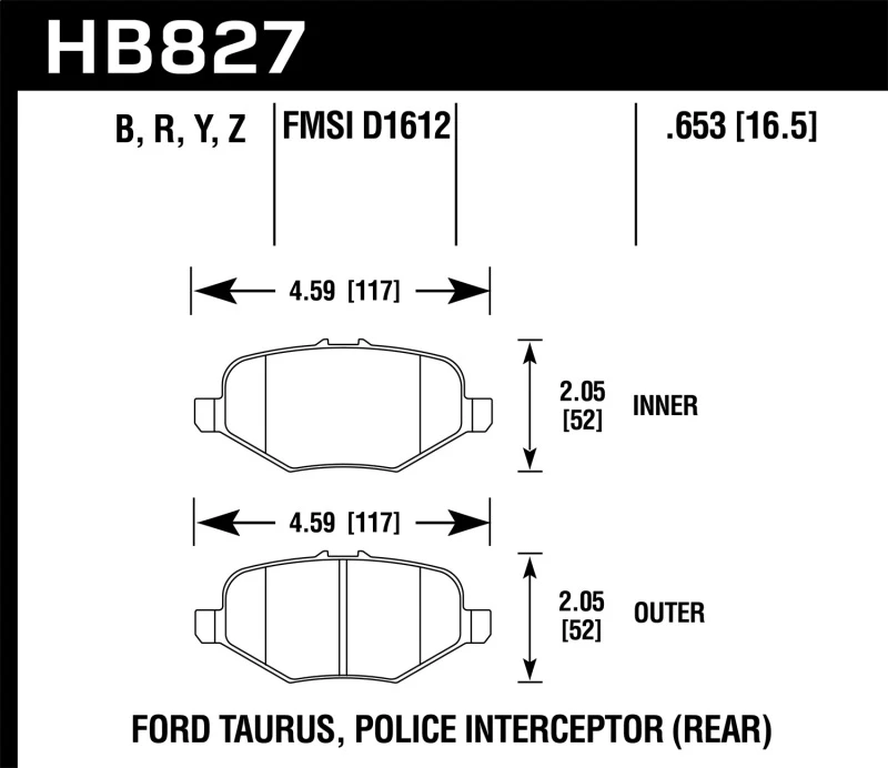 Hawk 13-16 Ford Taurus SHO HPS 5.0 Hinteren Bremsebeläge