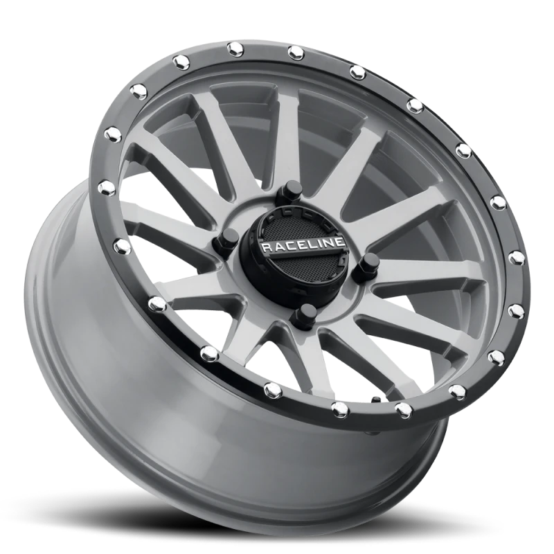 Raceline A95SG Trophy 14x7in / 4x137 BP / 10mm Offset / 110.18mm Bore - Grey & Black Lip Wheel