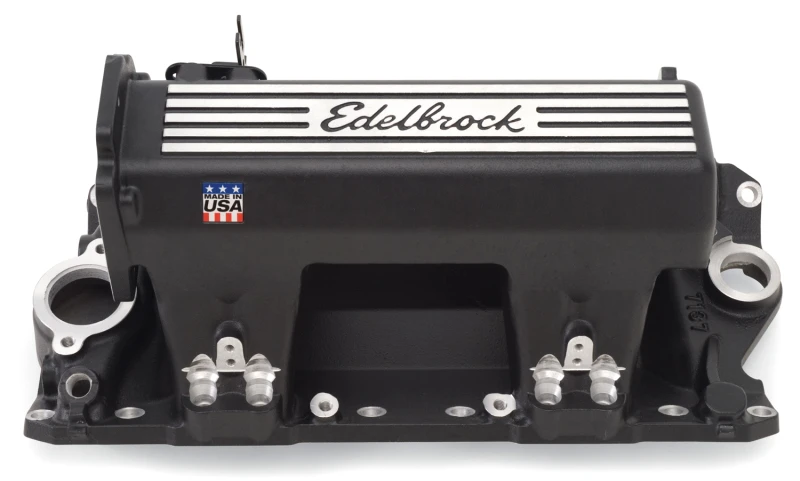 Edelbrock-Ansaugkrümmer EFI Pro-Flo XT SB Chevy STD-Köpfe mit schwarzer Oberfläche
